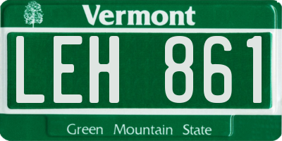 VT license plate LEH861