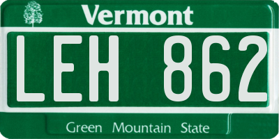 VT license plate LEH862