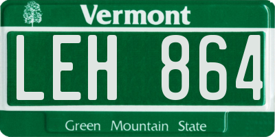 VT license plate LEH864