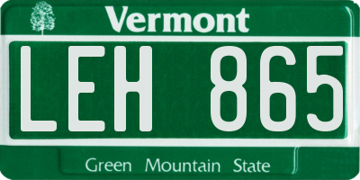 VT license plate LEH865
