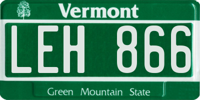 VT license plate LEH866