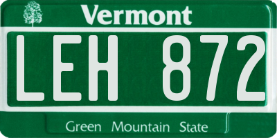 VT license plate LEH872