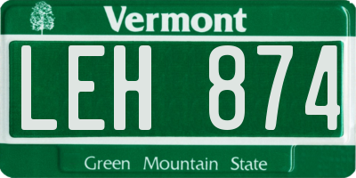 VT license plate LEH874