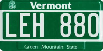 VT license plate LEH880
