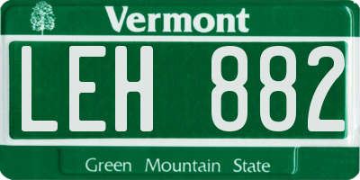 VT license plate LEH882