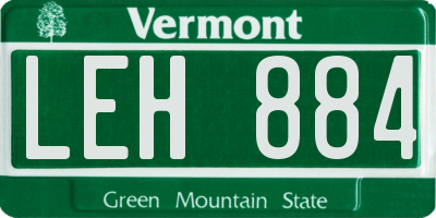 VT license plate LEH884