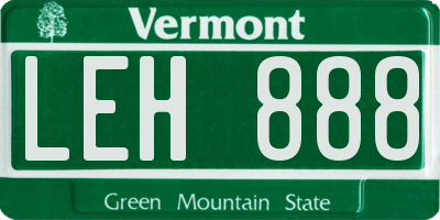 VT license plate LEH888