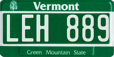 VT license plate LEH889