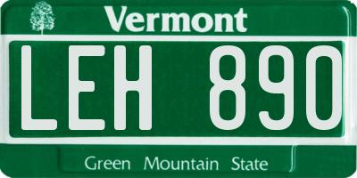 VT license plate LEH890