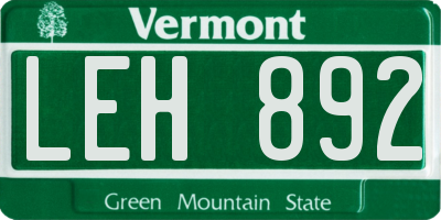 VT license plate LEH892