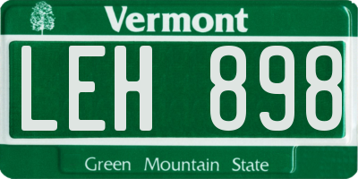 VT license plate LEH898