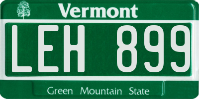 VT license plate LEH899