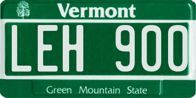 VT license plate LEH900