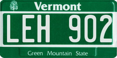 VT license plate LEH902