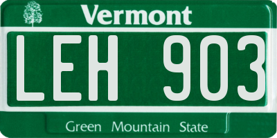 VT license plate LEH903