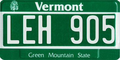 VT license plate LEH905