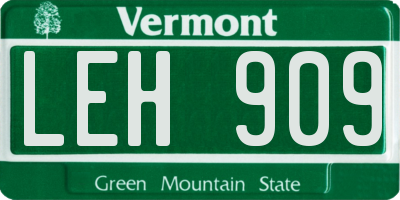 VT license plate LEH909