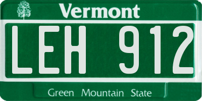 VT license plate LEH912