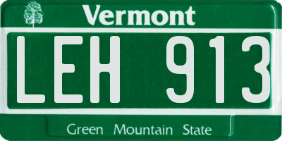 VT license plate LEH913