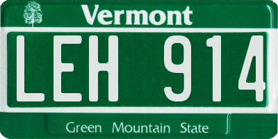 VT license plate LEH914