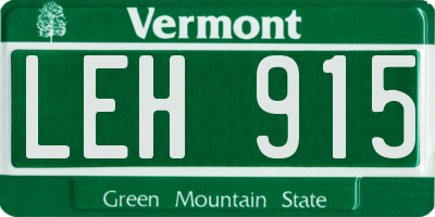 VT license plate LEH915