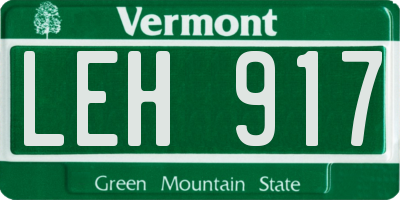 VT license plate LEH917