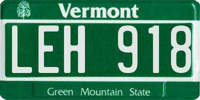 VT license plate LEH918