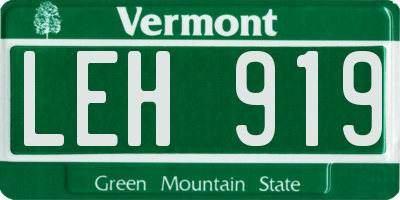 VT license plate LEH919