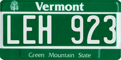 VT license plate LEH923