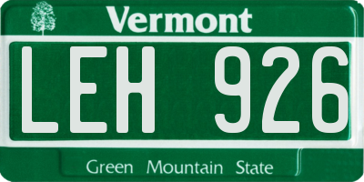 VT license plate LEH926