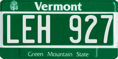 VT license plate LEH927