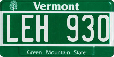 VT license plate LEH930
