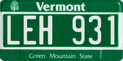 VT license plate LEH931