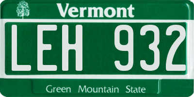 VT license plate LEH932
