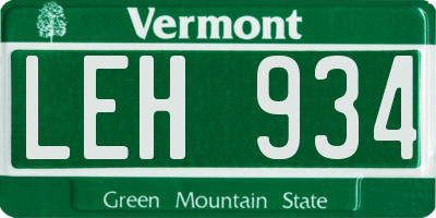 VT license plate LEH934