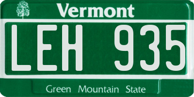 VT license plate LEH935