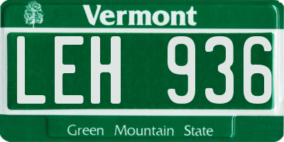 VT license plate LEH936