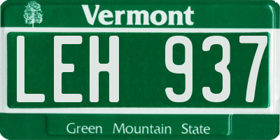 VT license plate LEH937