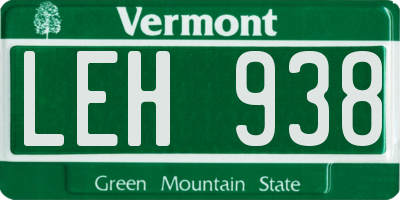 VT license plate LEH938
