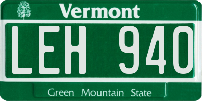VT license plate LEH940