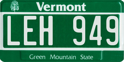 VT license plate LEH949