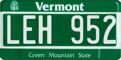 VT license plate LEH952