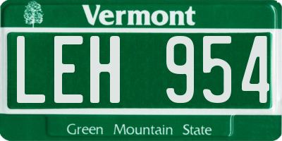VT license plate LEH954