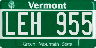 VT license plate LEH955