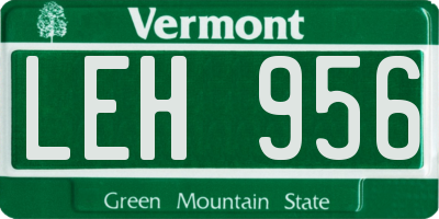 VT license plate LEH956