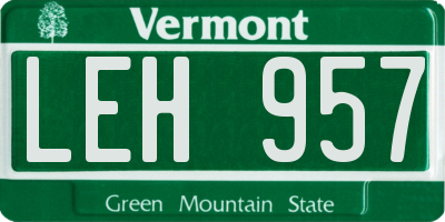 VT license plate LEH957