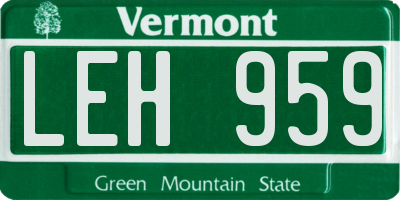 VT license plate LEH959