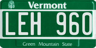 VT license plate LEH960
