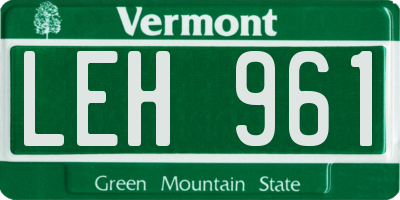 VT license plate LEH961