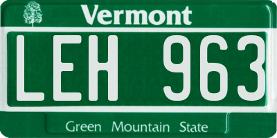 VT license plate LEH963